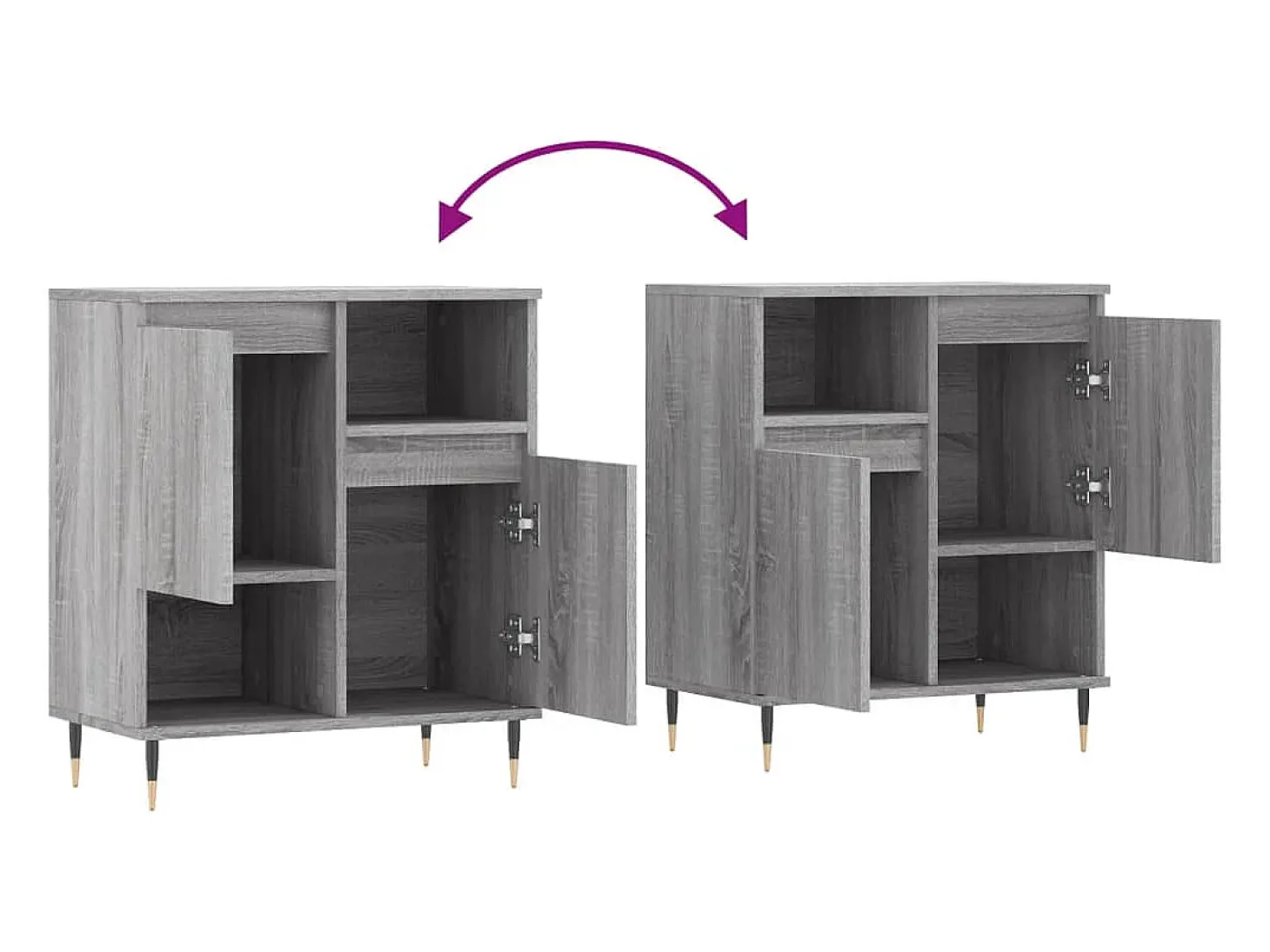 Aparador de madera contrachapada gris Sonoma 60x35x70 cm