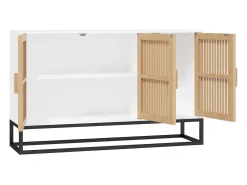 Aparador de madera contrachapada blanco 105x30x65 cm