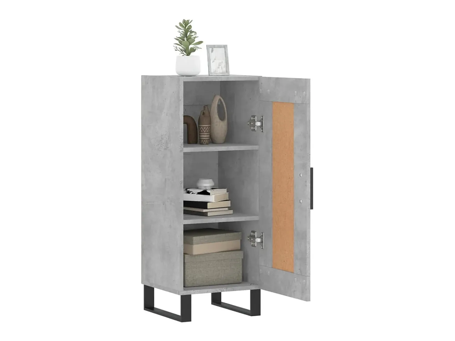 Aparador de madera contrachapada gris hormigón 34,5x34x90 cm ES75048