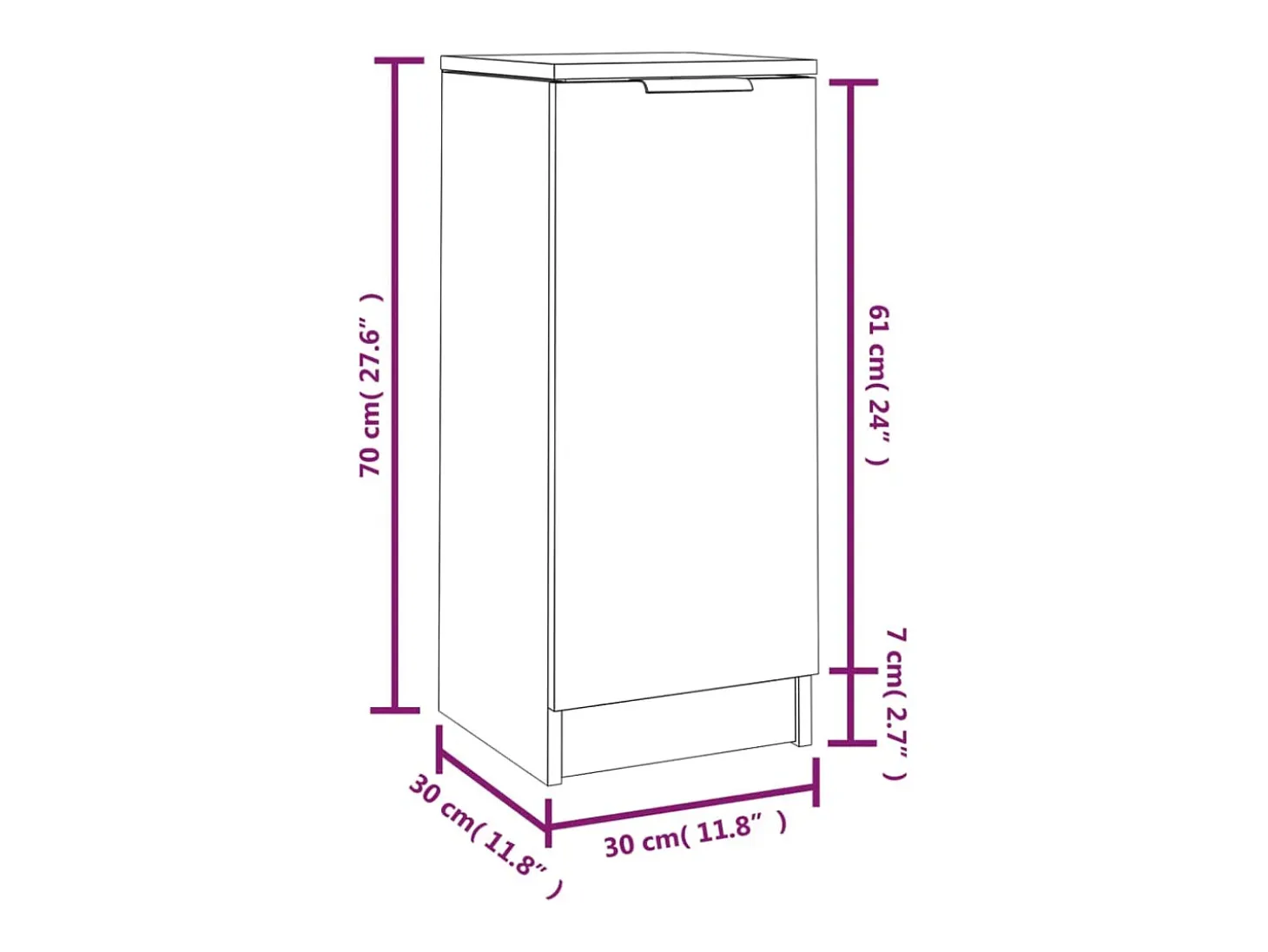 Aparador de madera contrachapada gris Sonoma 30x30x70 cm
