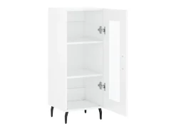 Aparador de madera contrachapada blanco brillante 34,5x34x90 cm