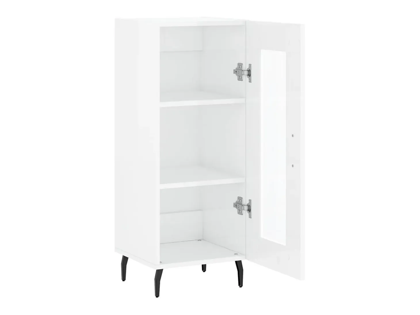 Aparador de madera contrachapada blanco brillante 34,5x34x90 cm