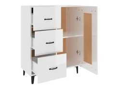 Aparador de madera contrachapada blanco brillante 69,5x34x90 cm