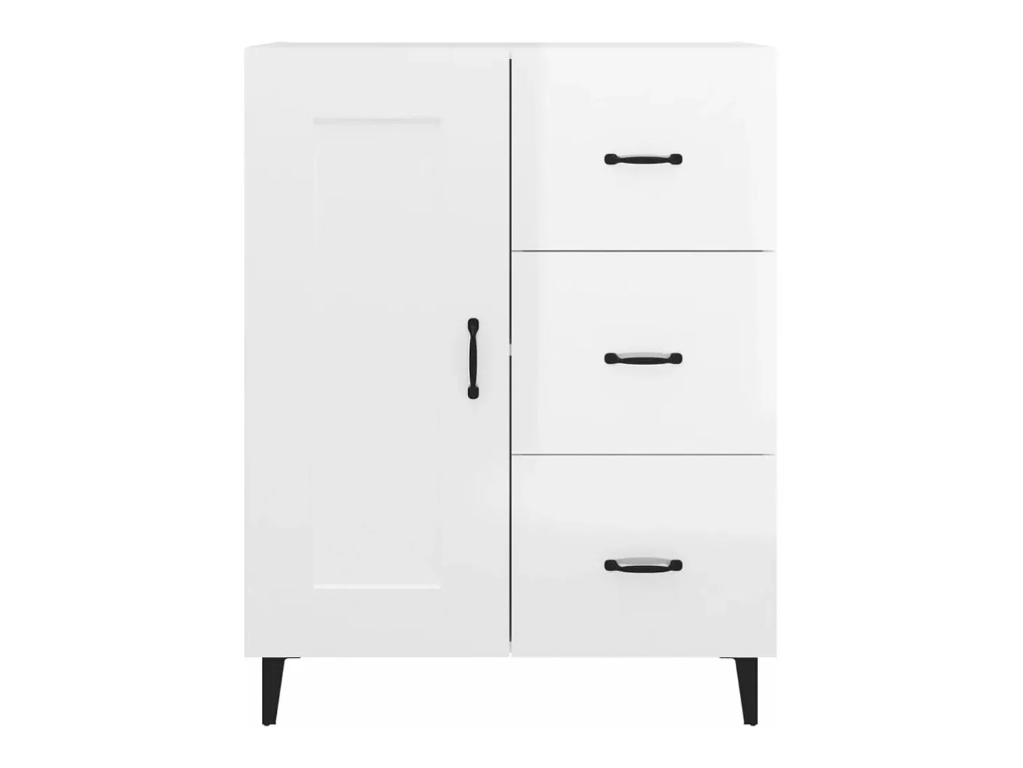 Aparador de madera contrachapada blanco brillante 69,5x34x90 cm
