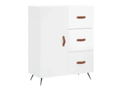 Aparador de madera contrachapada blanco brillante 69,5x34x90 cm ES42882