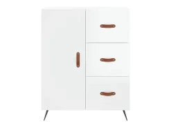 Aparador de madera contrachapada blanco brillante 69,5x34x90 cm ES42882