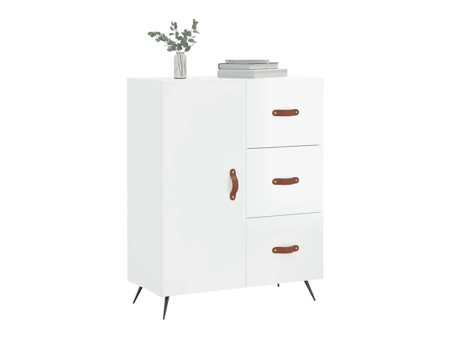Aparador de madera contrachapada blanco brillante 69,5x34x90 cm ES42882