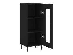 Aparador de madera contrachapada negro 34,5x34x90 cm
