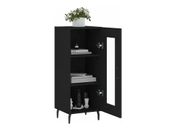Aparador de madera contrachapada negro 34,5x34x90 cm