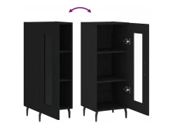 Aparador de madera contrachapada negro 34,5x34x90 cm