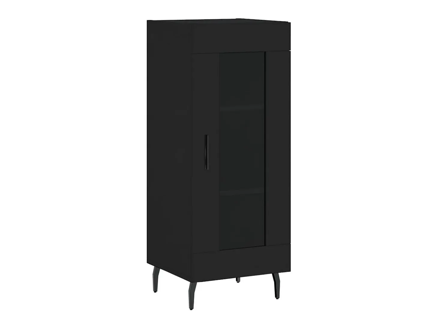 Aparador de madera contrachapada negro 34,5x34x90 cm
