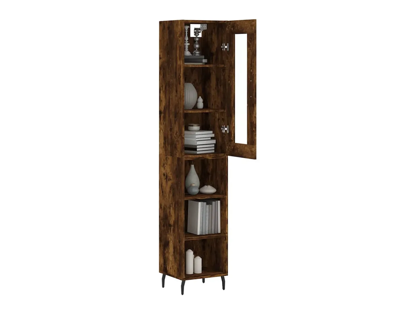 Aparador de madera contrachapada roble ahumado 34,5x34x180 cm ES61301