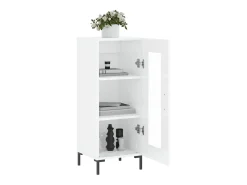 Aparador de madera contrachapada blanco brillante 34,5x34x90 cm