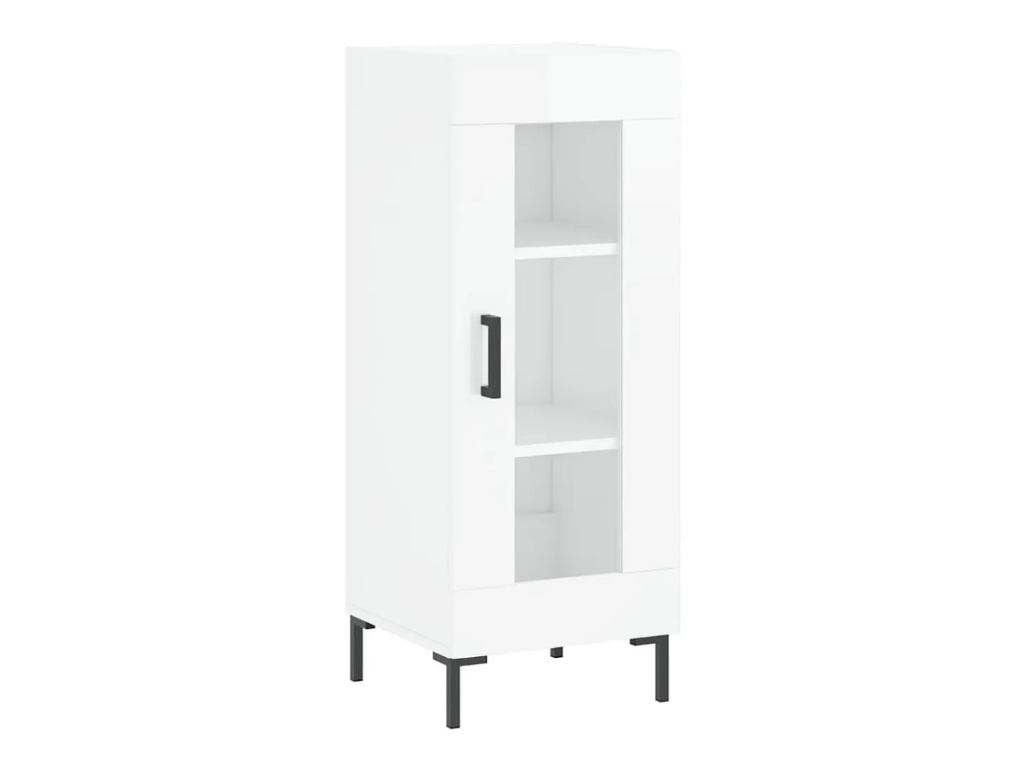 Aparador de madera contrachapada blanco brillante 34,5x34x90 cm