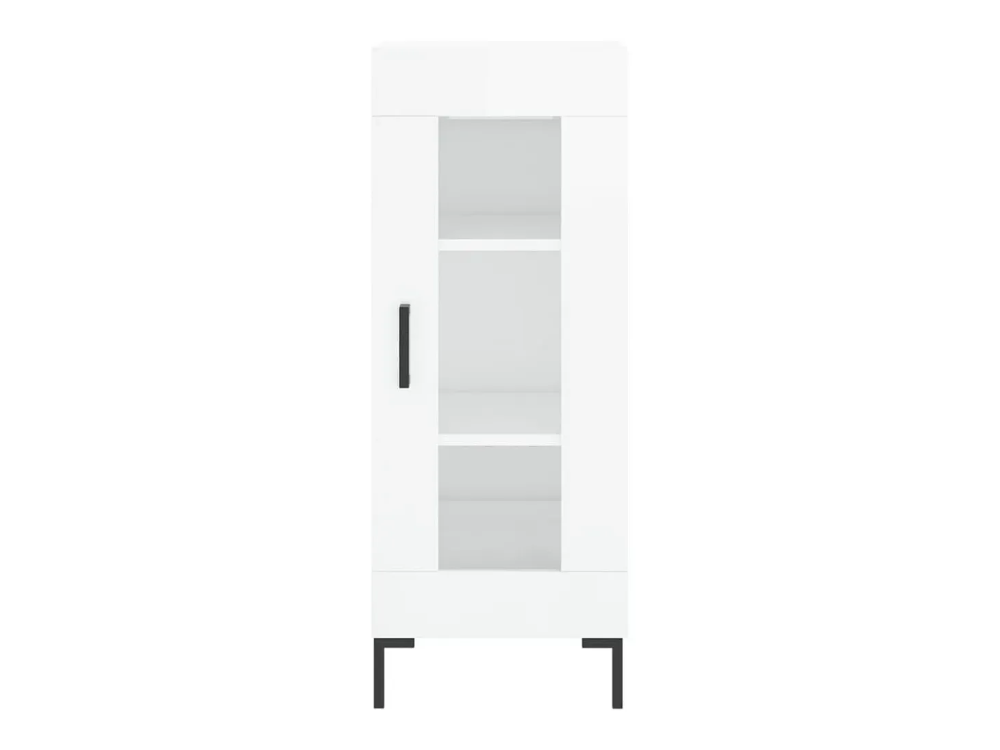 Aparador de madera contrachapada blanco brillante 34,5x34x90 cm
