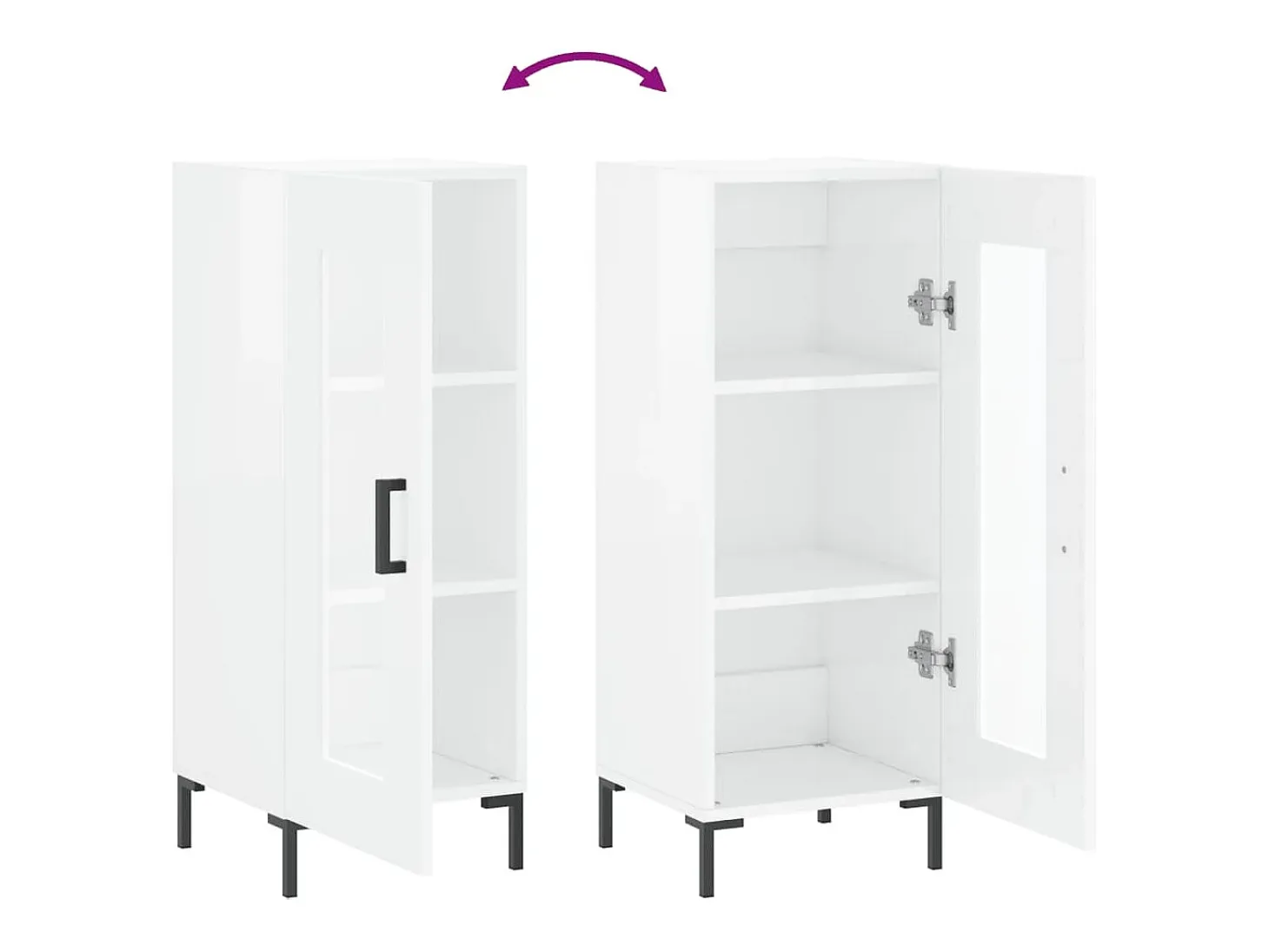 Aparador de madera contrachapada blanco brillante 34,5x34x90 cm