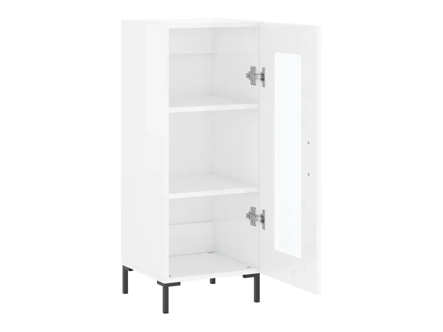 Aparador de madera contrachapada blanco brillante 34,5x34x90 cm