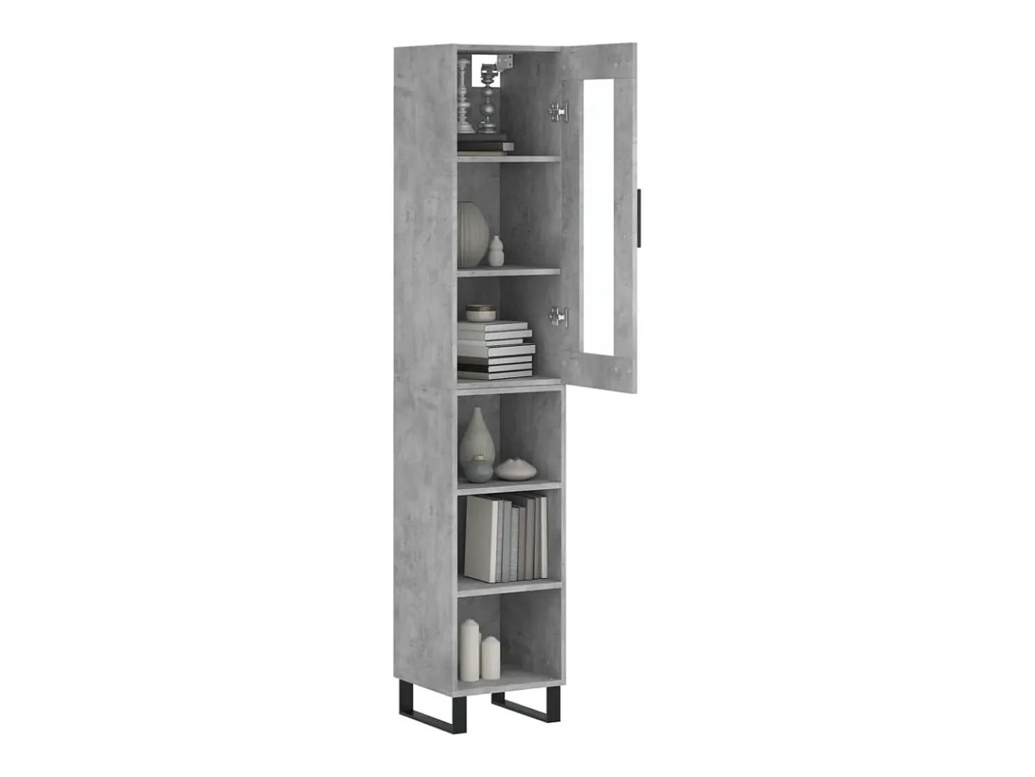 Aparador de madera contrachapada gris hormigón 34,5x34x180 cm