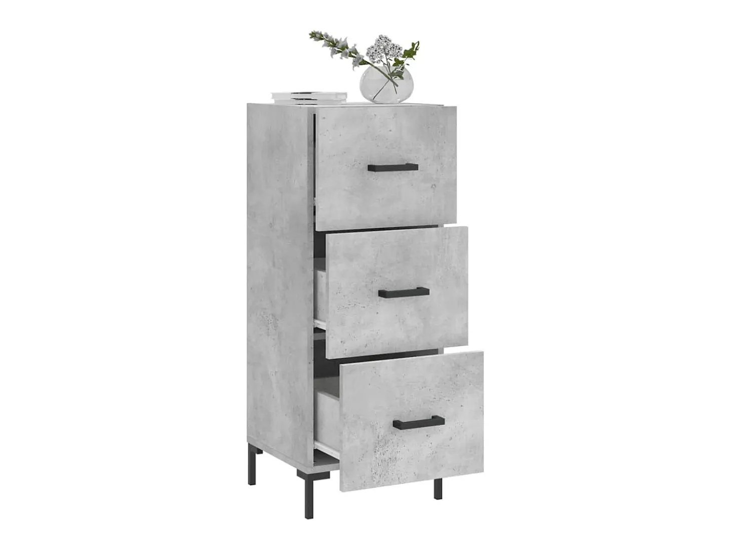 Aparador de madera contrachapada gris hormigón 34,5x34x90 cm ES10331