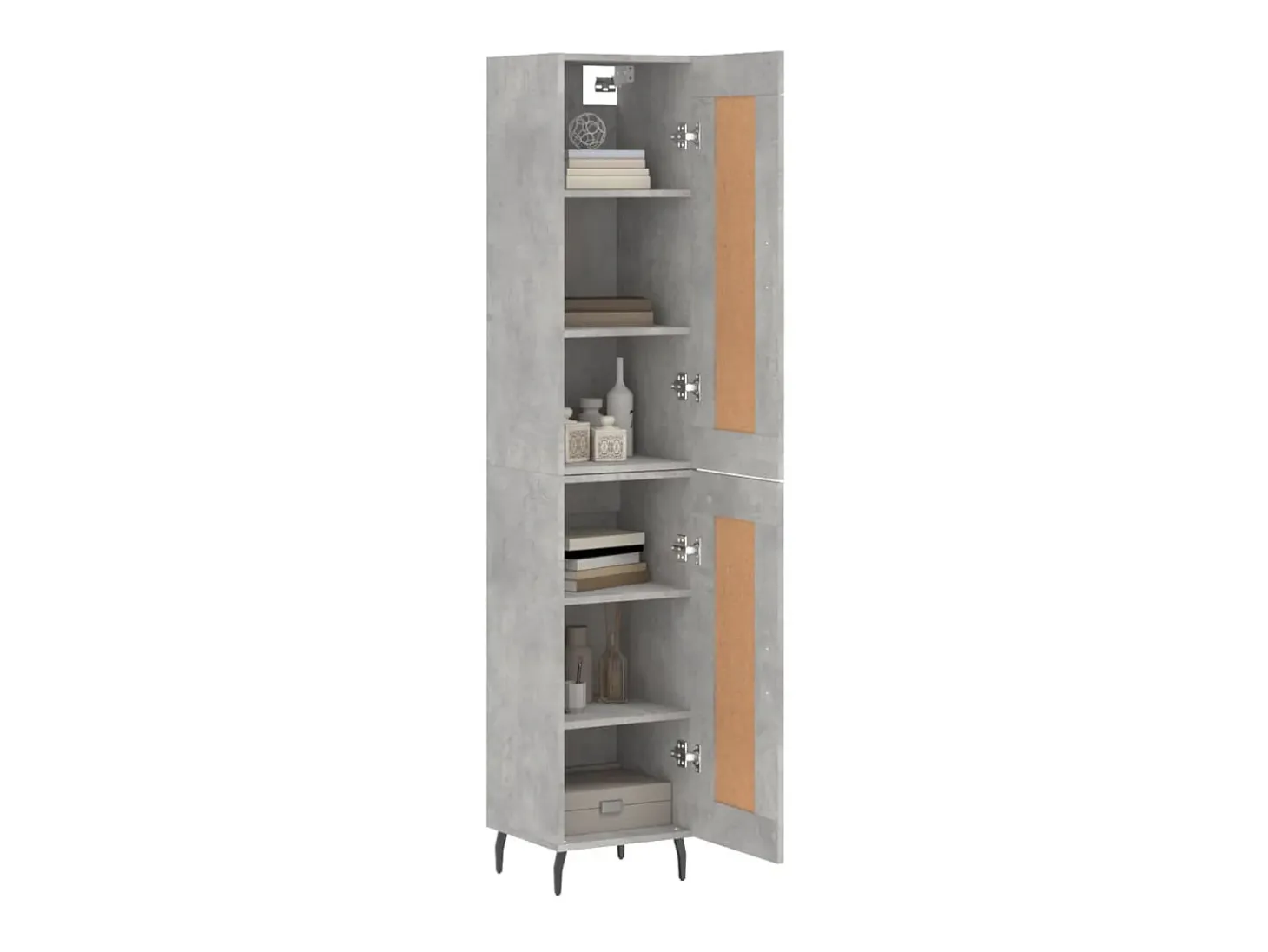 Aparador de madera contrachapada gris hormigón 34,5x34x180 cm ES30902