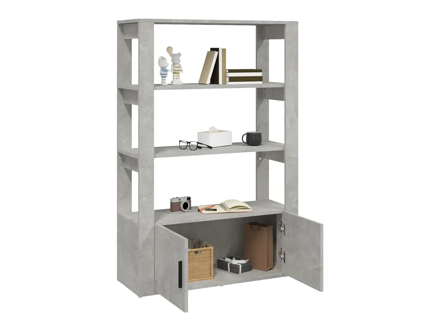 Aparador de madera contrachapada gris hormigón 80x30x119,5 cm ES16661