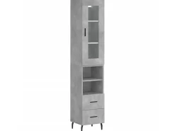 Aparador de madera contrachapada gris hormigón 34,5x34x180 cm ES45075