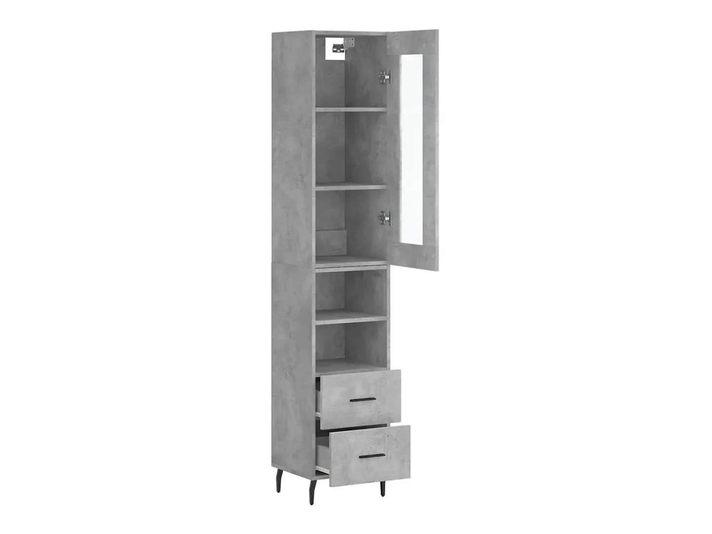 Aparador de madera contrachapada gris hormigón 34,5x34x180 cm ES45075