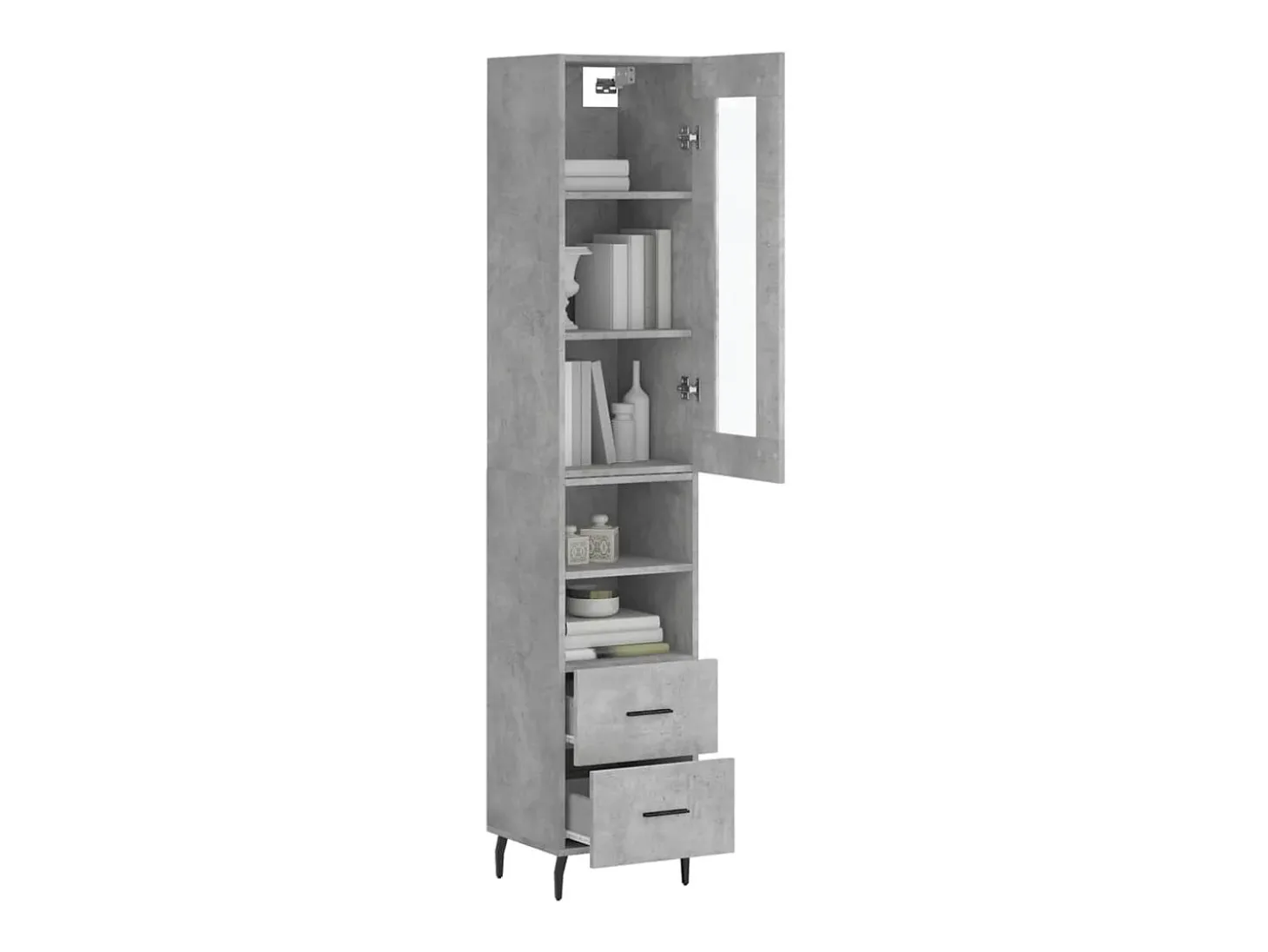 Aparador de madera contrachapada gris hormigón 34,5x34x180 cm ES45075