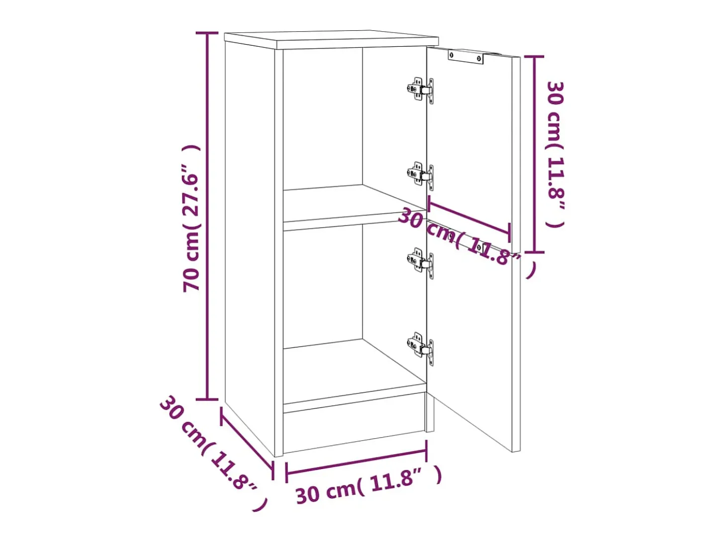 Aparador de madera contrachapada roble Sonoma 30x30x70 cm
