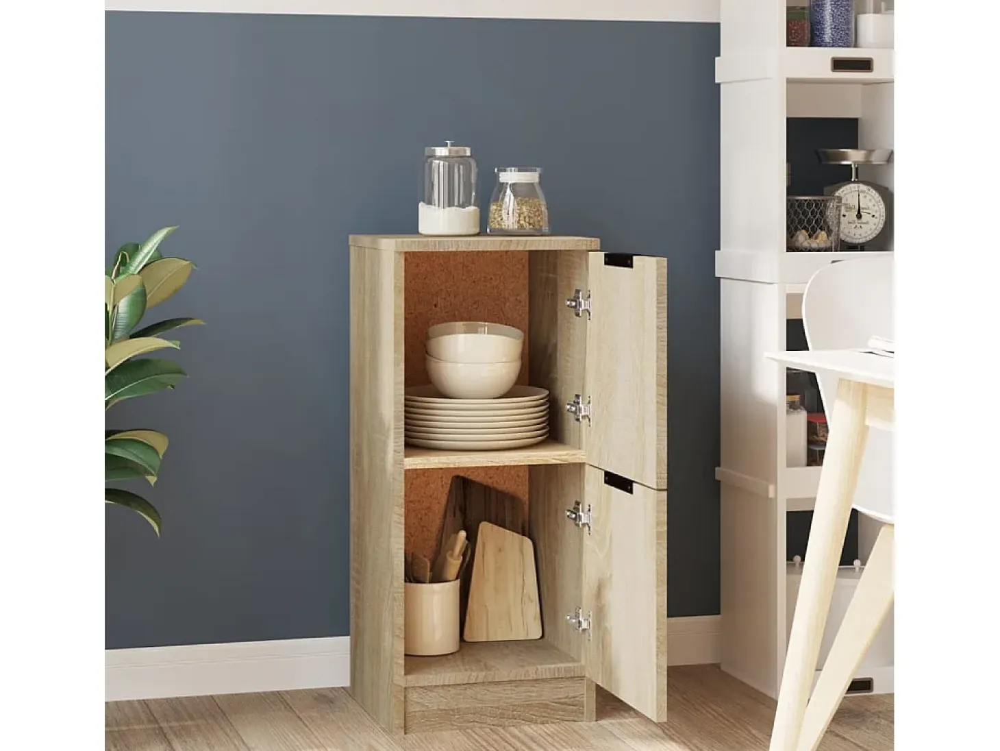 Aparador de madera contrachapada roble Sonoma 30x30x70 cm