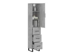 Aparador de madera contrachapada gris hormigón 34,5x34x180 cm ES51250
