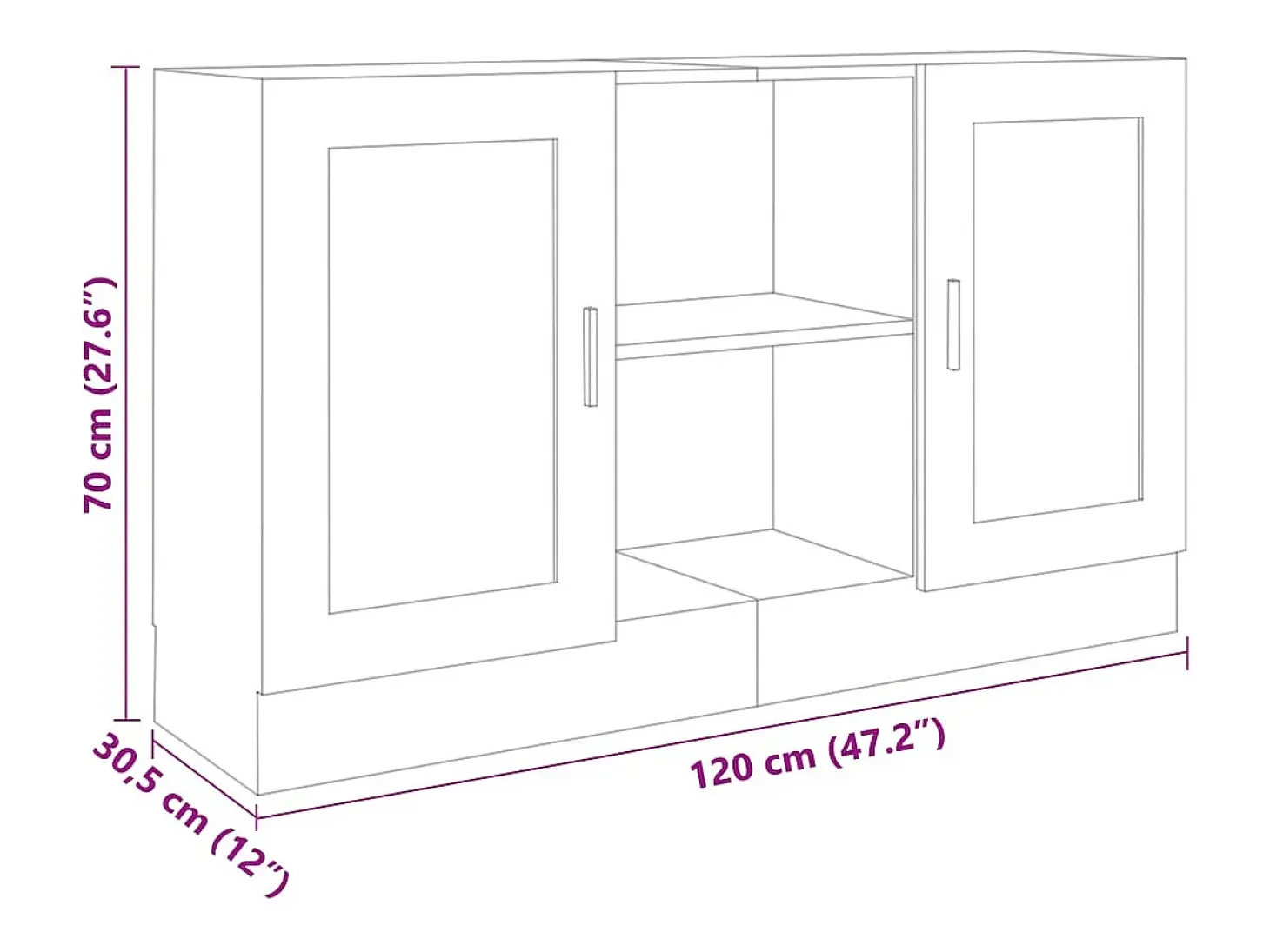 Aparador de madera contrachapada blanco 120x30,5x70 cm
