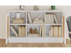Aparador de madera contrachapada blanco 120x30,5x70 cm