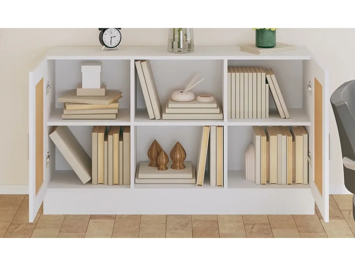 Aparador de madera contrachapada blanco 120x30,5x70 cm
