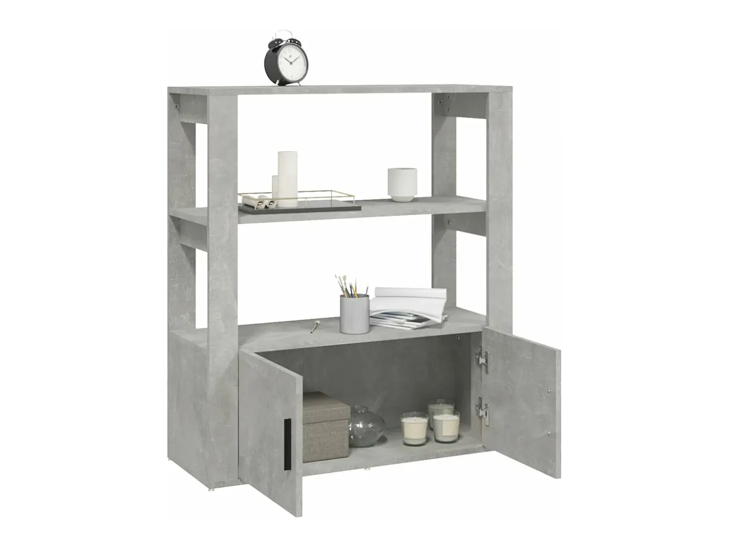 Aparador de madera contrachapada gris hormigón 80x30x90 cm