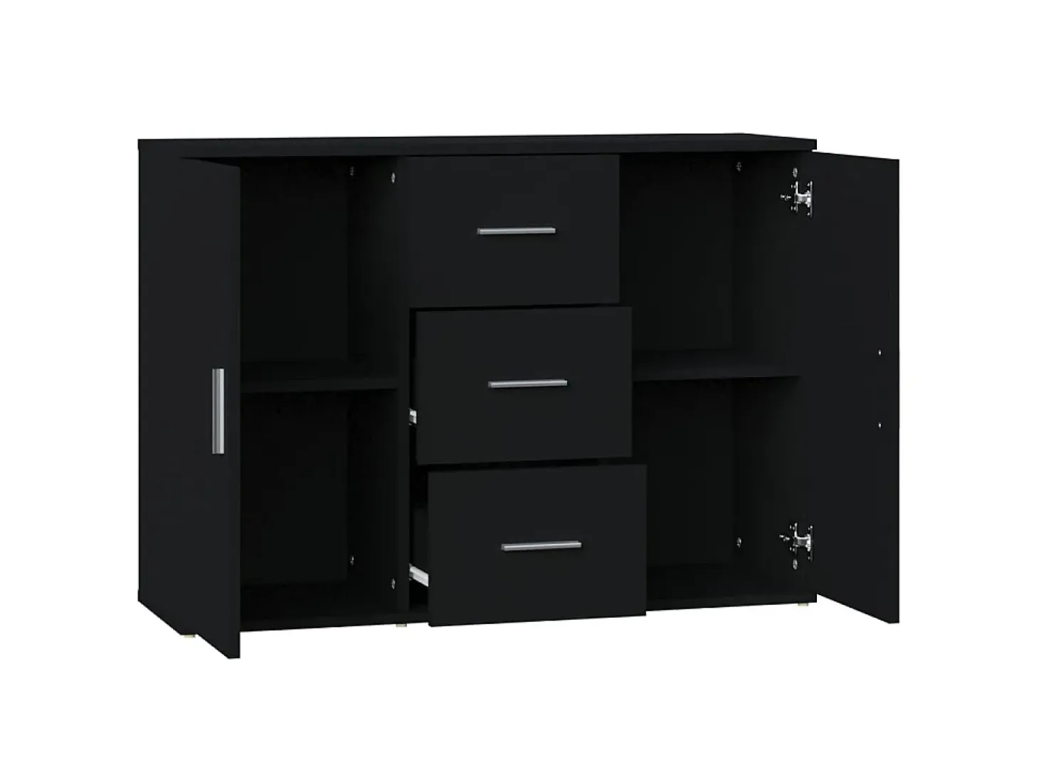 Aparador de madera contrachapada negro 91x29,5x65 cm ES42917