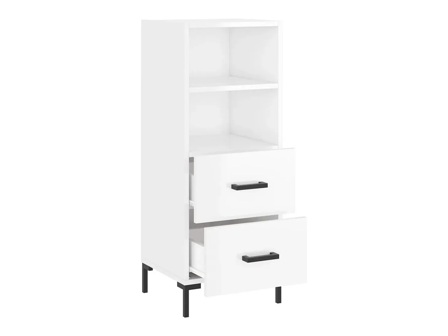 Aparador de madera contrachapada blanco brillante 34,5x34x90 cm