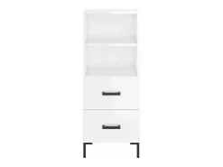 Aparador de madera contrachapada blanco brillante 34,5x34x90 cm
