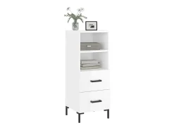 Aparador de madera contrachapada blanco brillante 34,5x34x90 cm