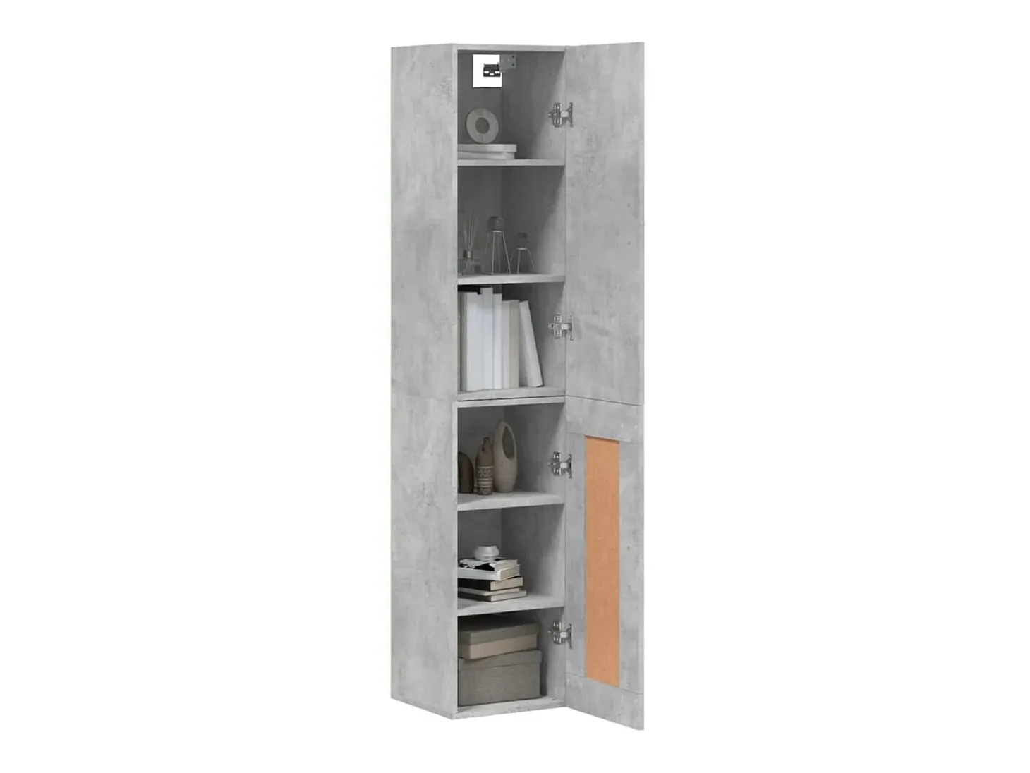 Aparador de madera contrachapada gris hormigón 34,5x34x180 cm ES50017