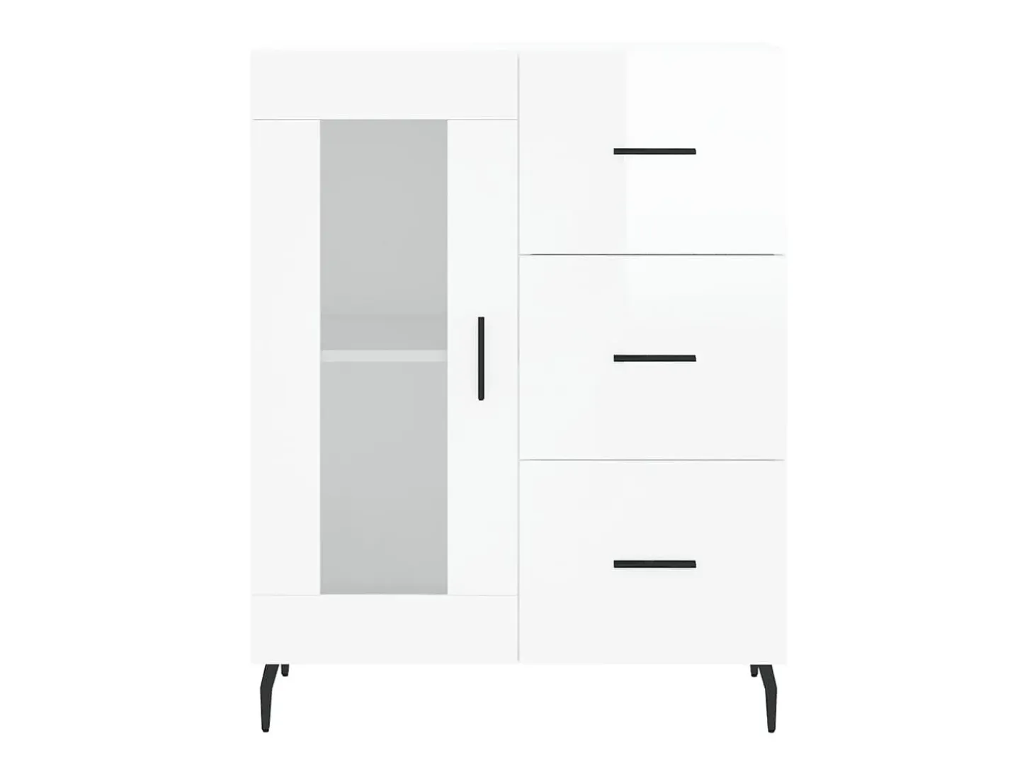 Aparador de madera contrachapada blanco brillante 69,5x34x90 cm ES60712