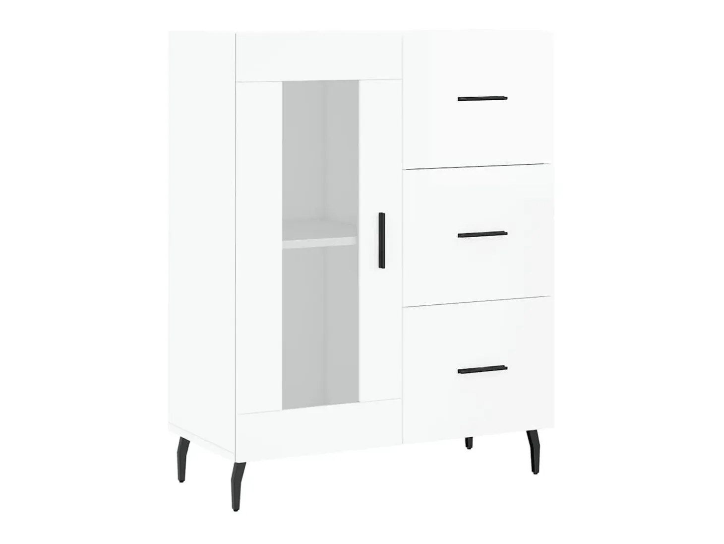 Aparador de madera contrachapada blanco brillante 69,5x34x90 cm ES60712