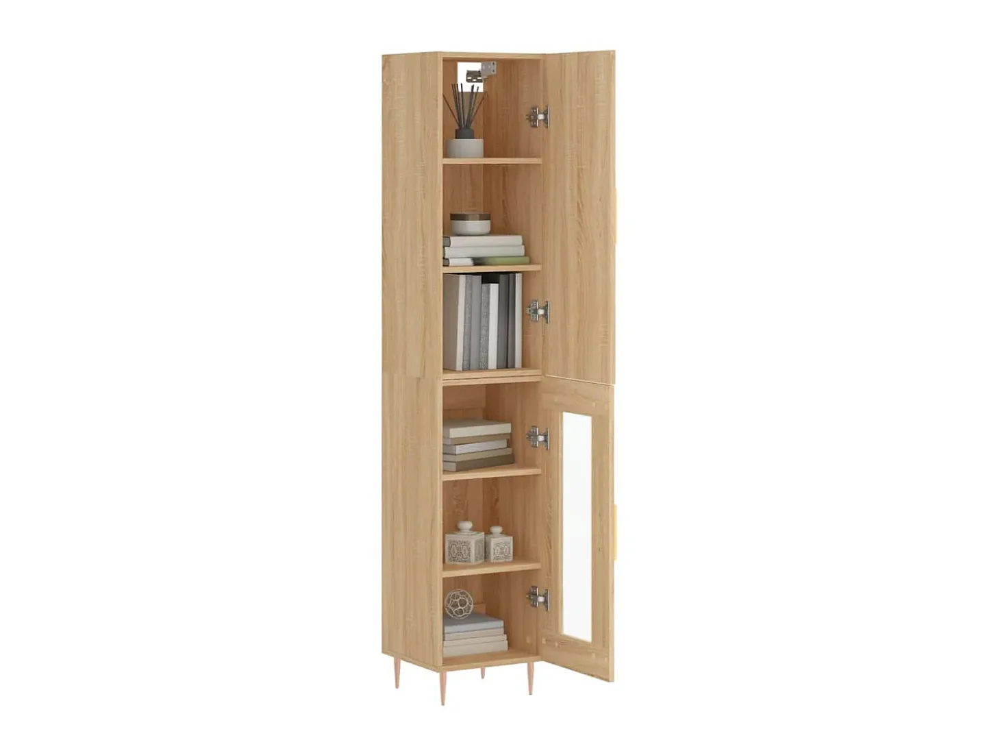Aparador de madera contrachapada roble Sonoma 34,5x34x180 cm ES86010