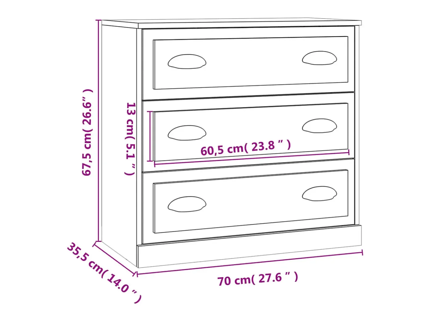 Aparador de madera contrachapada roble Sonoma 70x35,5x67,5 cm
