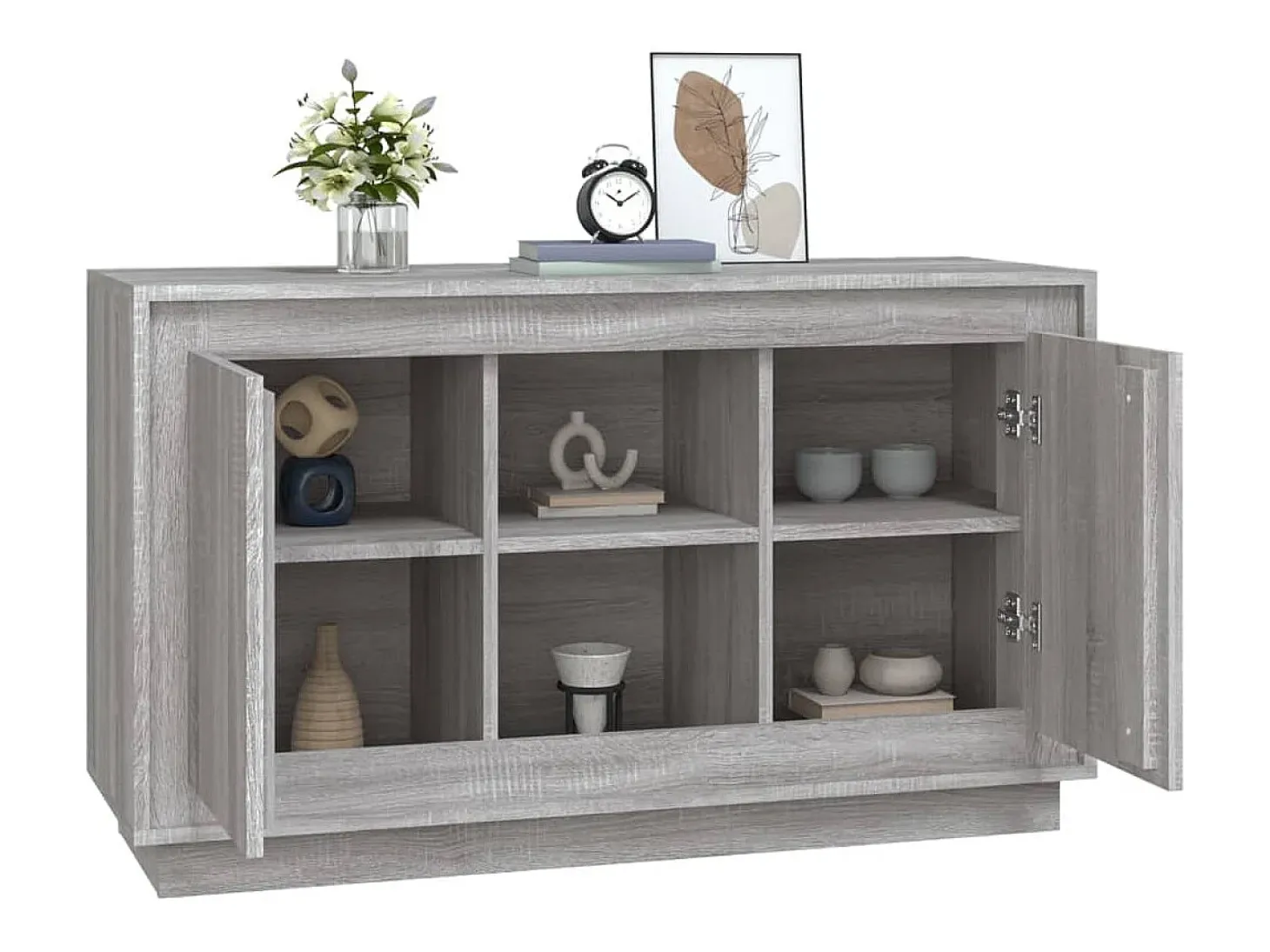 Aparador de madera contrachapada gris Sonoma 102x35x60 cm ES873459