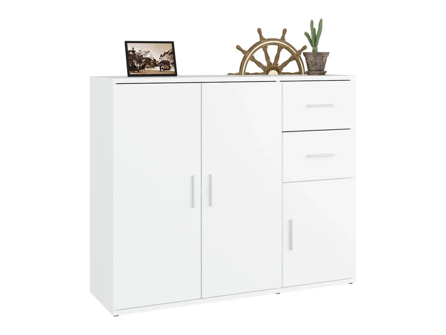 Aparador de madera contrachapada blanco 91x29,5x75 cm ES63396