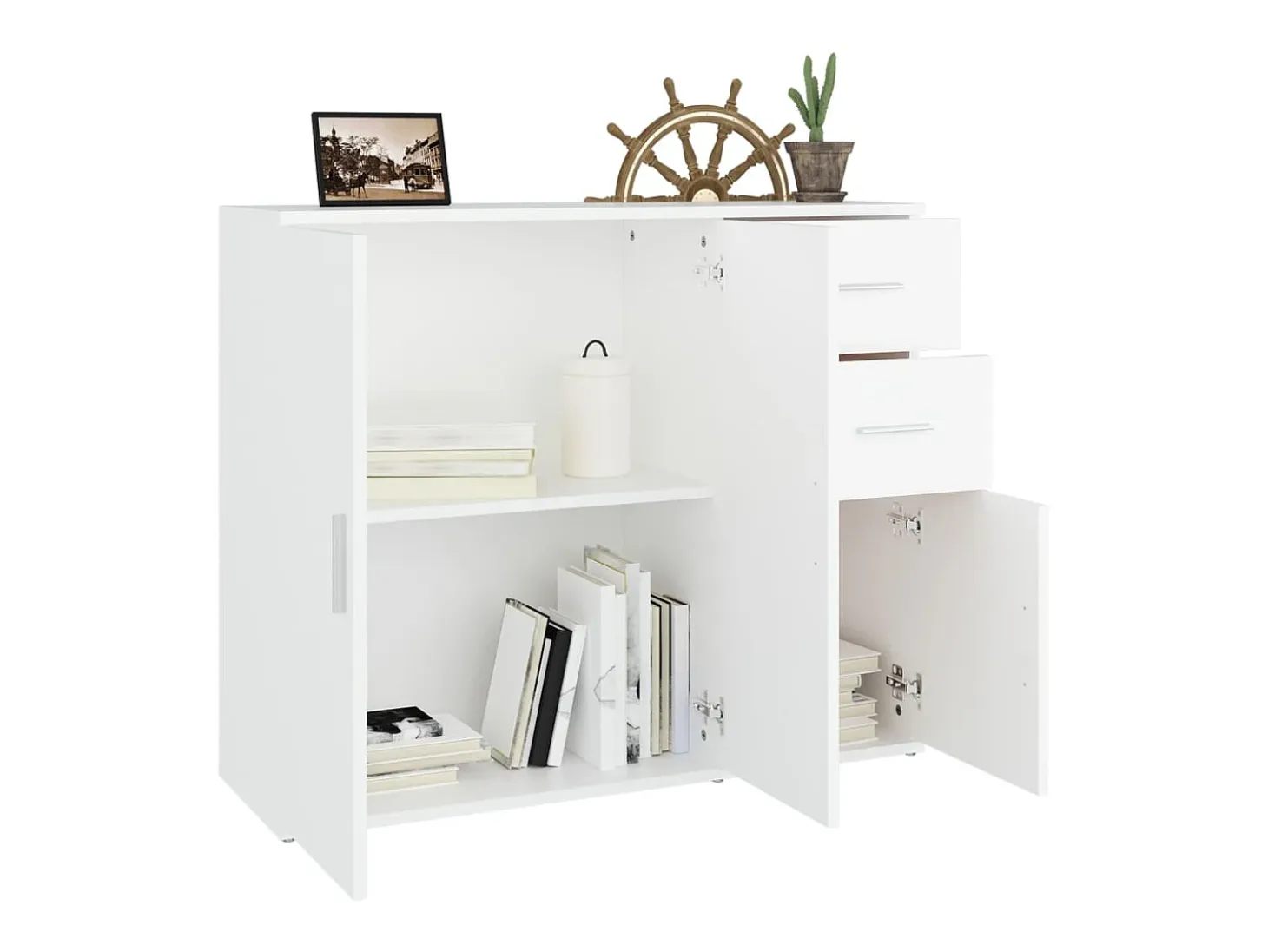 Aparador de madera contrachapada blanco 91x29,5x75 cm ES63396