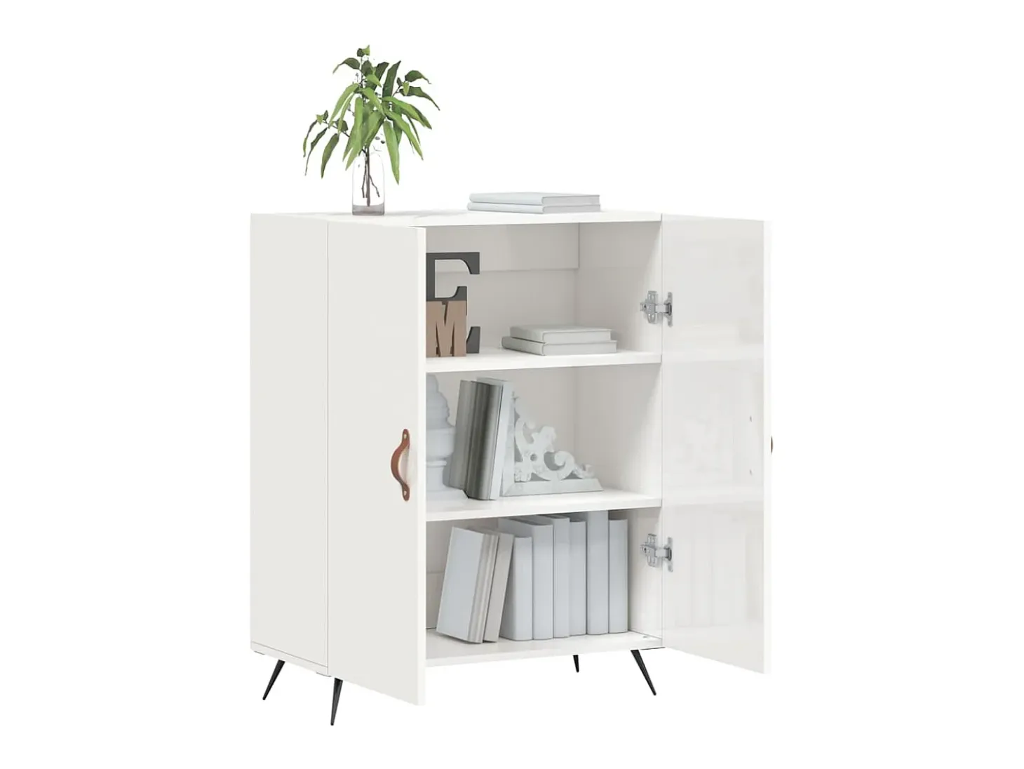 Aparador de madera contrachapada blanco brillante 69,5x34x90 cm ES35482
