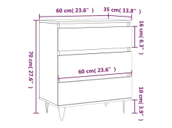 Aparador de madera contrachapada blanco 60x35x70 cm