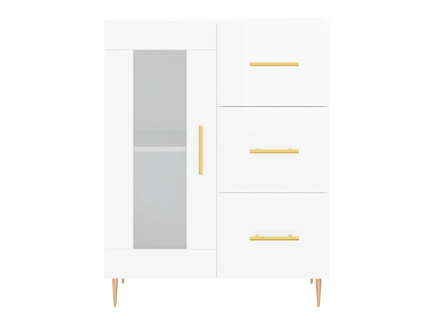 Aparador de madera contrachapada blanco brillante 69,5x34x90 cm
